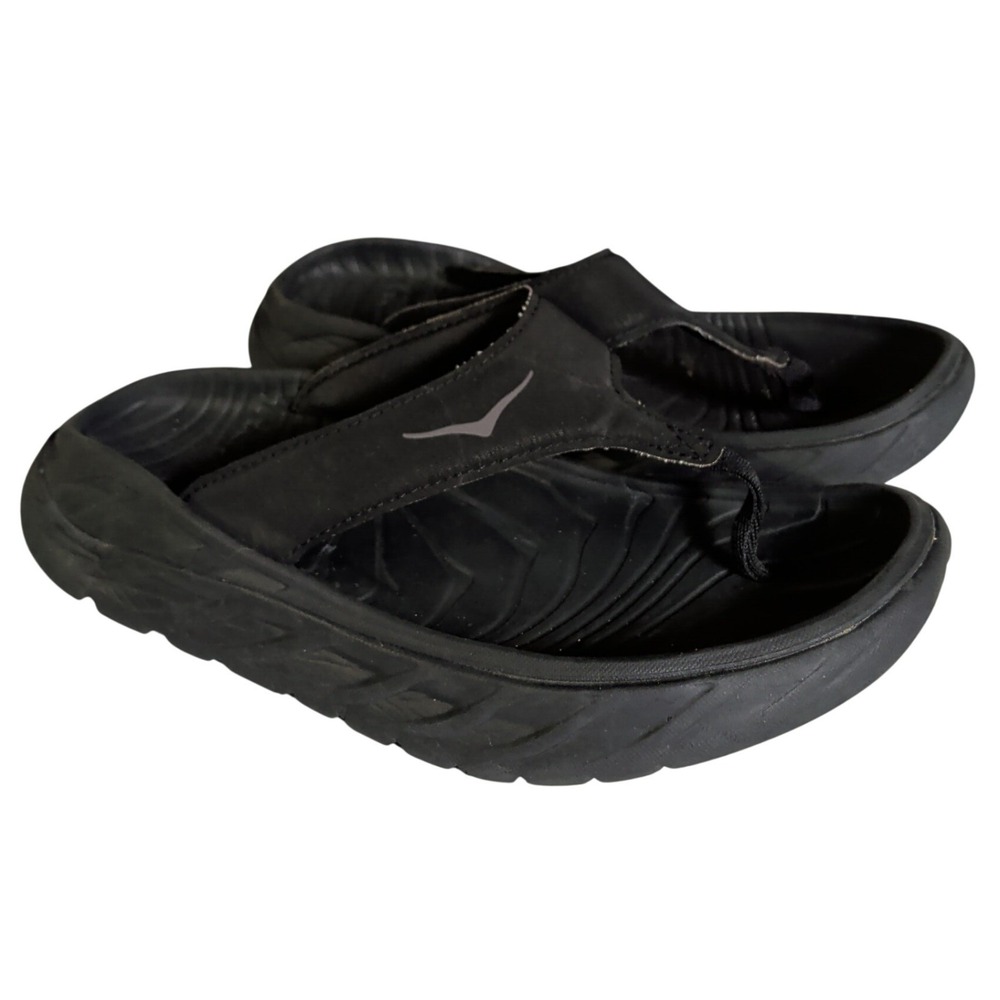 Hoka One One Black Women's Thong Sandals with Cushioned Sole
